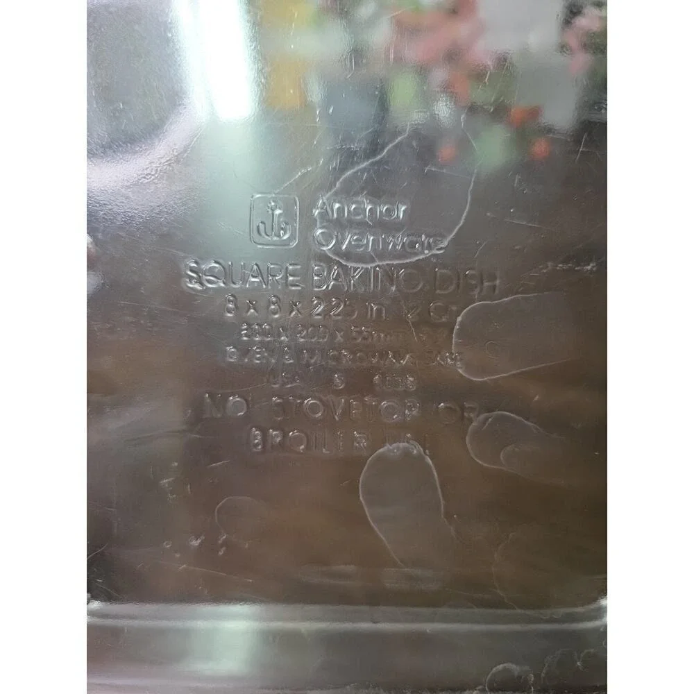 Vintage Anchor Ovenware Square Baking Dish 8x8 Amber Glass